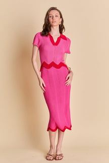Scalloped Edge Polo Knit