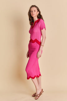 ENGLISH FACTORY - Scalloped Edge Knit Midi Skirt - SKIRTS available at Objectrare