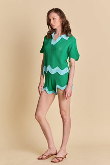 ENGLISH FACTORY - Scallop Wave Knit Shorts - SHORTS available at Objectrare