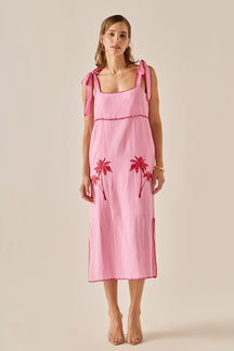 ENGLISH FACTORY - The Aria Tropical Embroidered Midi Dress - DRESSES available at Objectrare