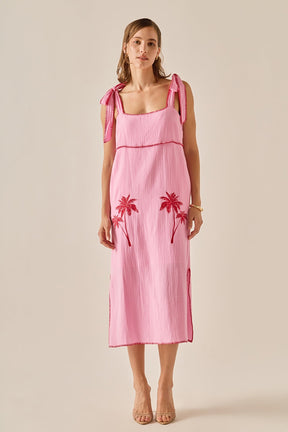 ENGLISH FACTORY - The Aria Tropical Embroidered Midi Dress - DRESSES available at Objectrare