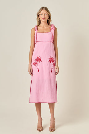 ENGLISH FACTORY - Aria Tropical Embroidered Midi Dress - DRESSES available at Objectrare