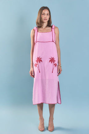 ENGLISH FACTORY - Aria Tropical Embroidered Midi Dress - DRESSES available at Objectrare