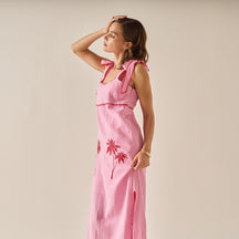 ENGLISH FACTORY - Aria Tropical Embroidered Midi Dress - DRESSES available at Objectrare