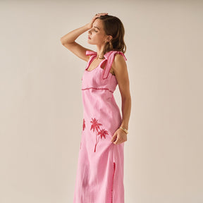 ENGLISH FACTORY - Aria Tropical Embroidered Midi Dress - DRESSES available at Objectrare