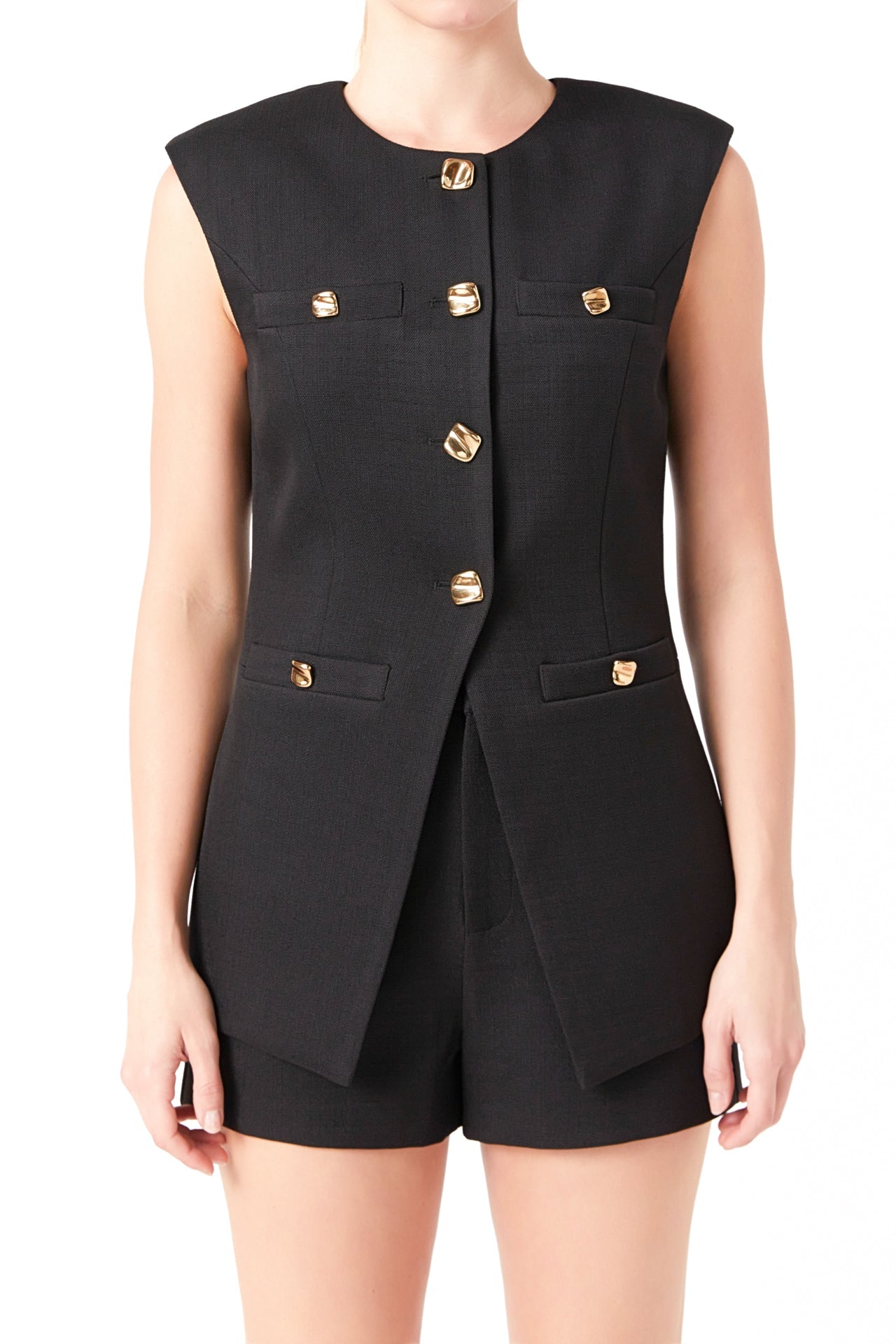 Gold Pointed Long Vest