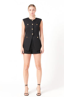ENDLESS ROSE - Gold Pointed Long Vest - TOPS available at Objectrare