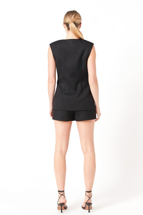 ENDLESS ROSE - Gold Pointed Long Vest - TOPS available at Objectrare