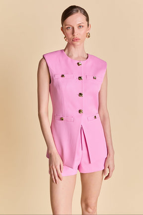 Chrishell Gold Buttoned Tailored Suit Vest