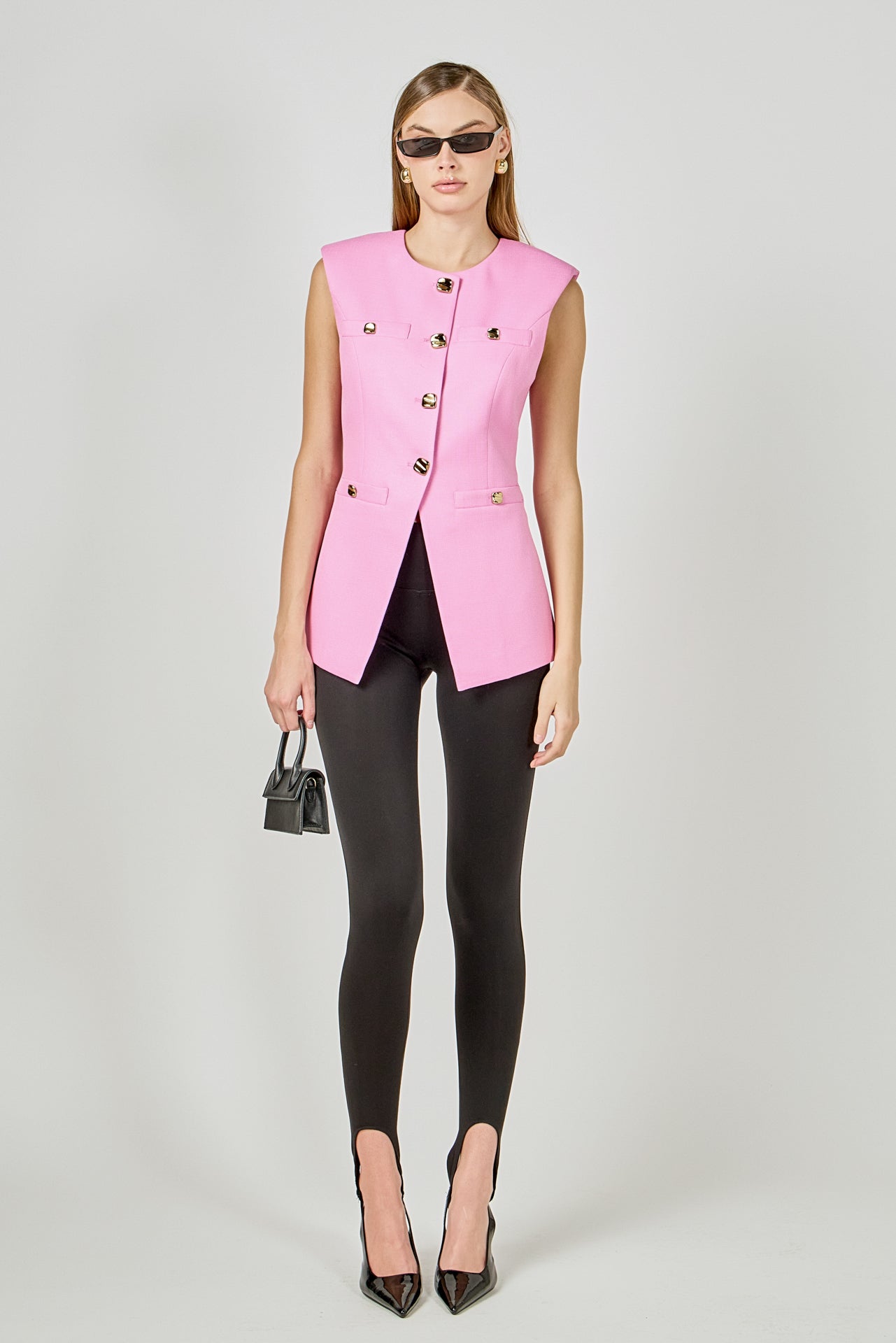 ENDLESS ROSE - Gold Pointed Long Vest - TOPS available at Objectrare