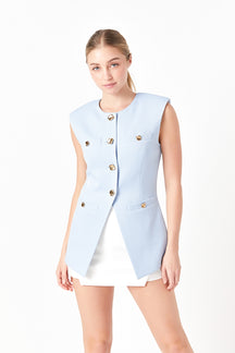 Chrishell Gold Buttoned Tailored Suit Vest