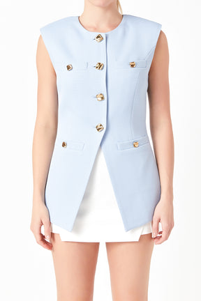 Chrishell Gold Buttoned Tailored Suit Vest