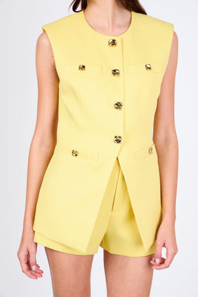 ENDLESS ROSE - Gold Pointed Long Vest - TOPS available at Objectrare