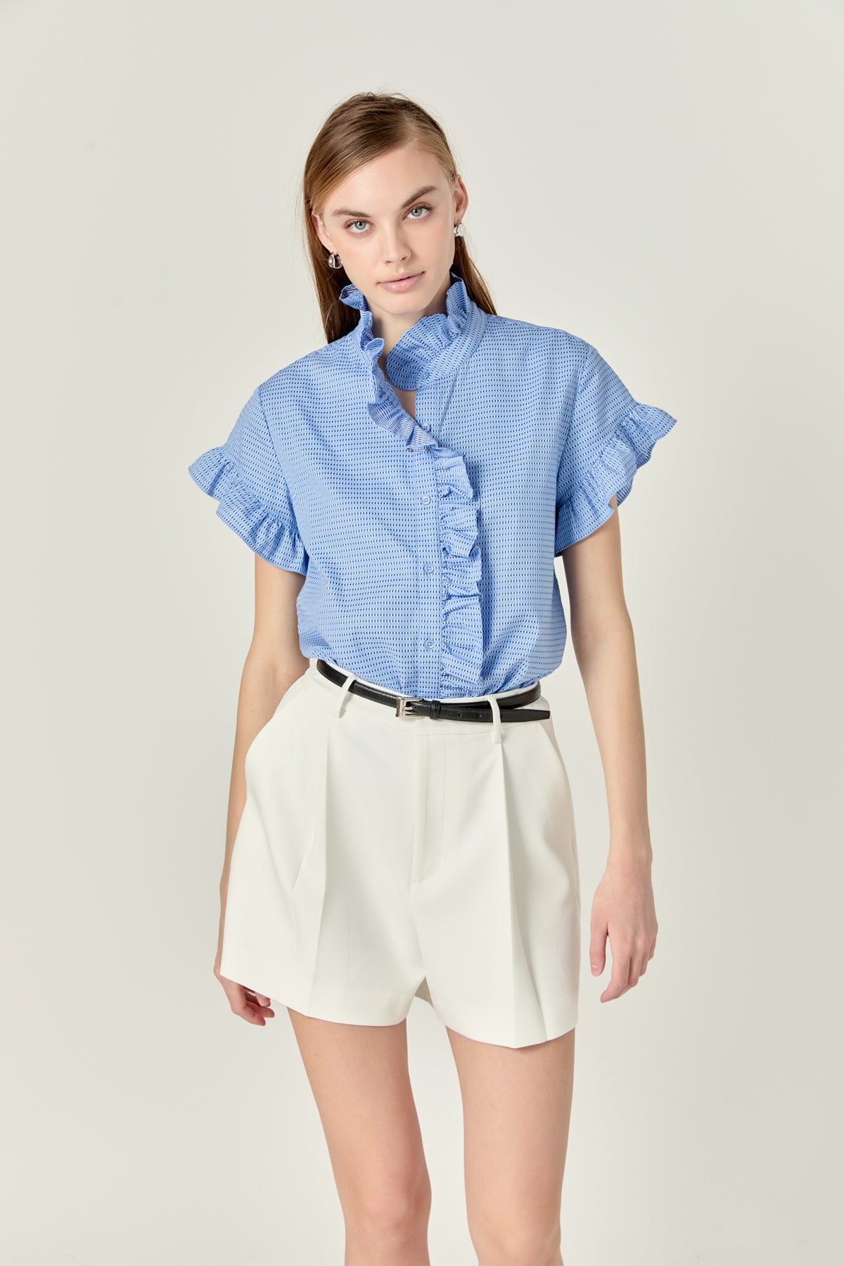 ENGLISH FACTORY - English Factory - Prited Ruffle Shirt - SHIRTS & BLOUSES available at Objectrare