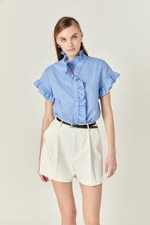 ENGLISH FACTORY - English Factory - Prated Ruffle Shirt - SHIRTS & BLOUSES available at Objectrare