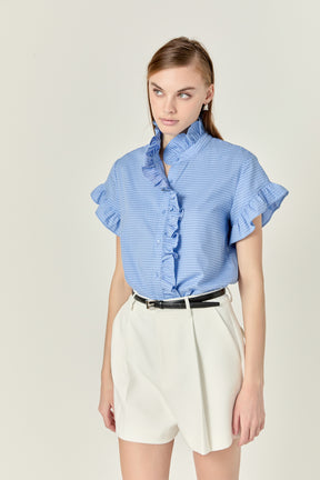 ENGLISH FACTORY - English Factory - Prited Ruffle Shirt - SHIRTS & BLOUSES available at Objectrare