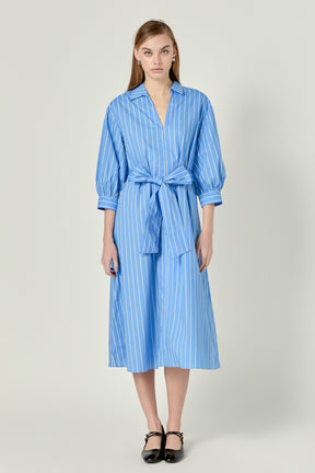 ENGLISH FACTORY - English Factory - Print Blouson Sleeve Shirt Midi Dress - DRESSES available at Objectrare