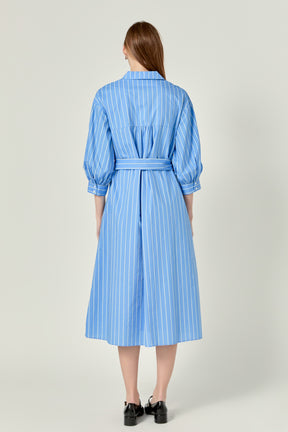 ENGLISH FACTORY - English Factory - Print Blouson Sleeve Shirt Midi Dress - DRESSES available at Objectrare