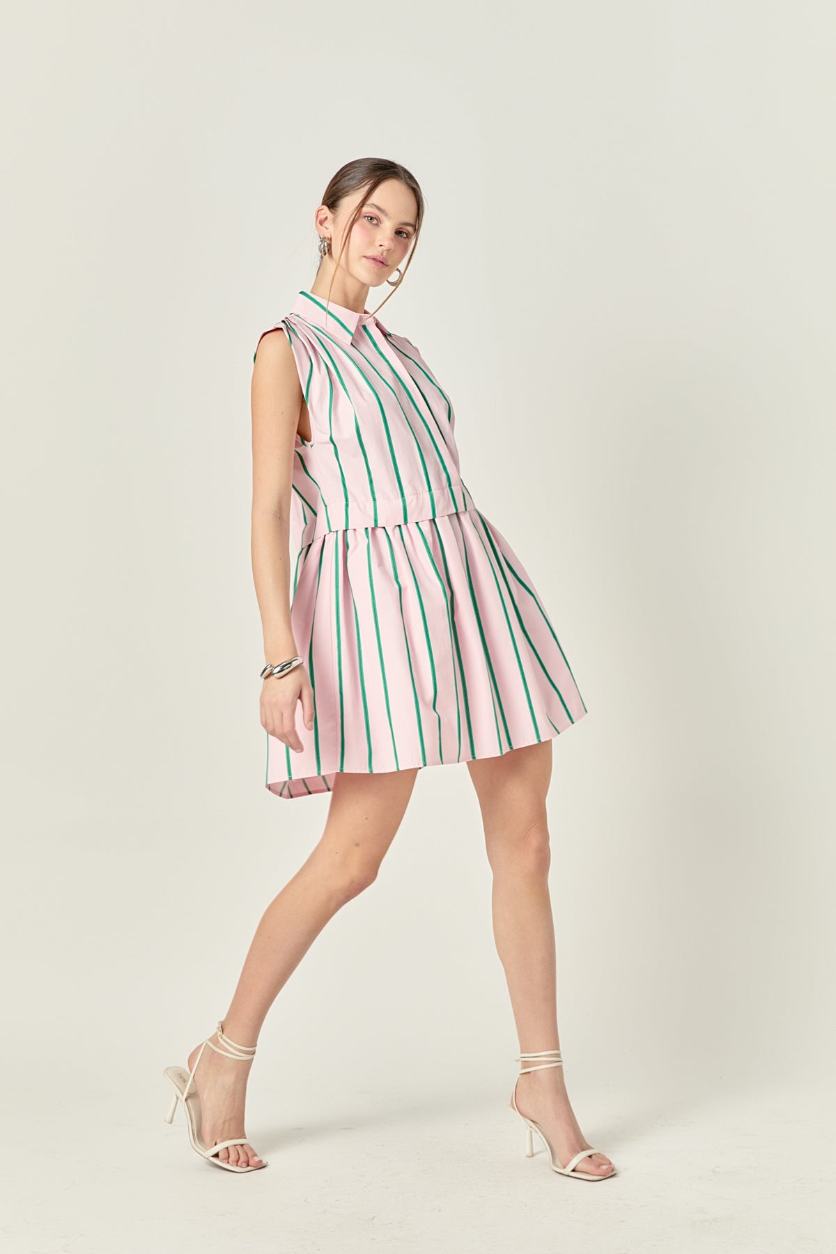 ENGLISH FACTORY - English Factory - Strip Pleated Shoulder Shirt Dress - DRESSES available at Objectrare