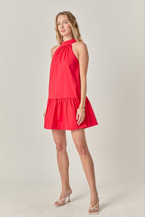 ENGLISH FACTORY - High Neck Ruffle Hem Mini Dress - DRESSES available at Objectrare