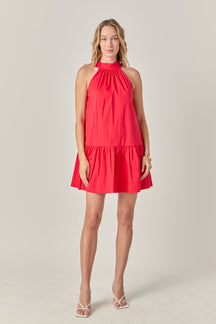 ENGLISH FACTORY - High Neck Ruffle Hem Mini Dress - DRESSES available at Objectrare