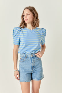 ENGLISH FACTORY - Stripe Knit Shirt Top - TOPS available at Objectrare