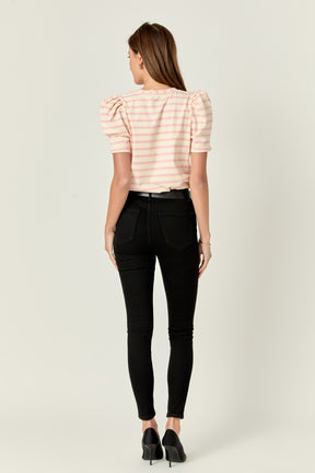 ENGLISH FACTORY - English Factory - Stripe Women Knit Shirt - TOPS available at Objectrare