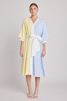 ENGLISH FACTORY - Blouson Sleeve Stripe Shirt Midi Dress - DRESSES available at Objectrare
