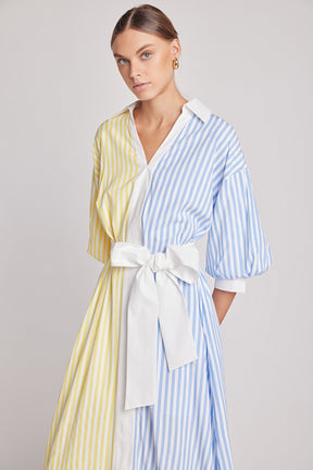 ENGLISH FACTORY - Blouson Sleeve Stripe Shirt Midi Dress - DRESSES available at Objectrare
