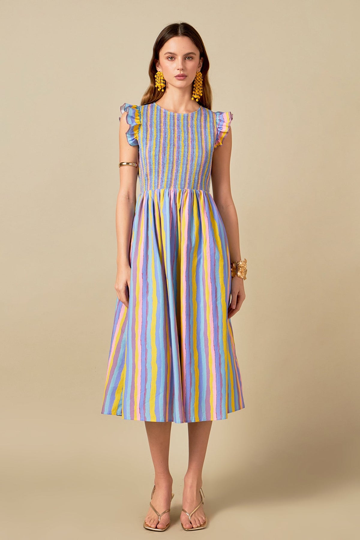 Aurora Striped Midi Dress