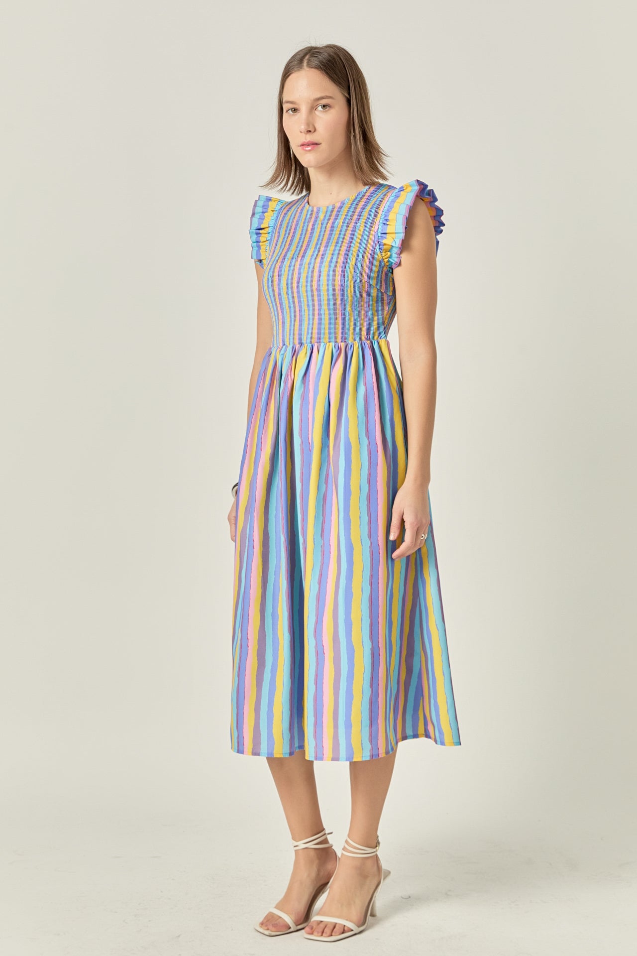 ENGLISH FACTORY - English Factory - Stripe smocking Midi dress - DRESSES available at Objectrare