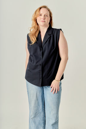 Plus Size Pleated Sleeveless shirt top