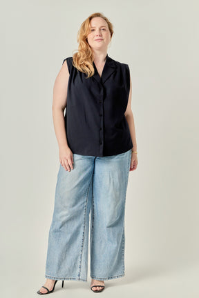 Plus Size Pleated Sleeveless shirt top
