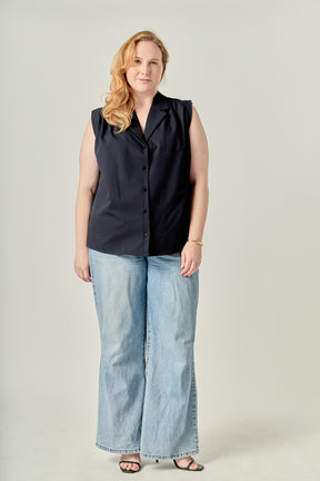 Plus Size Pleated Sleeveless shirt top