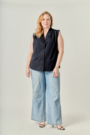 Plus Size Pleated Sleeveless shirt top