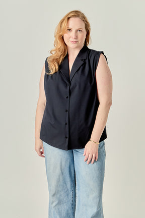 Plus Size Pleated Sleeveless shirt top