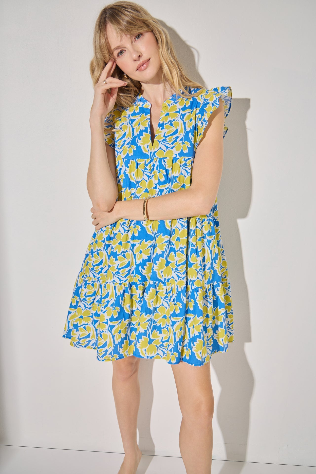 LA'VEN - Floral Printed Babydoll Mini Dress - DRESSES available at Objectrare