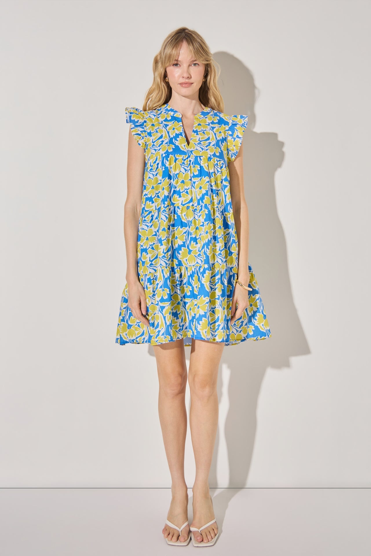 LA'VEN - Floral Printed Babydoll Mini Dress - DRESSES available at Objectrare
