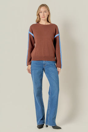 Stitch Detailed Crew Neck Knit