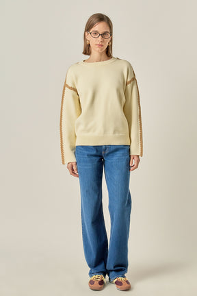 Stitch Detailed Crew Neck Knit