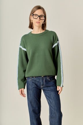 Stitch Detailed Crew Neck Knit