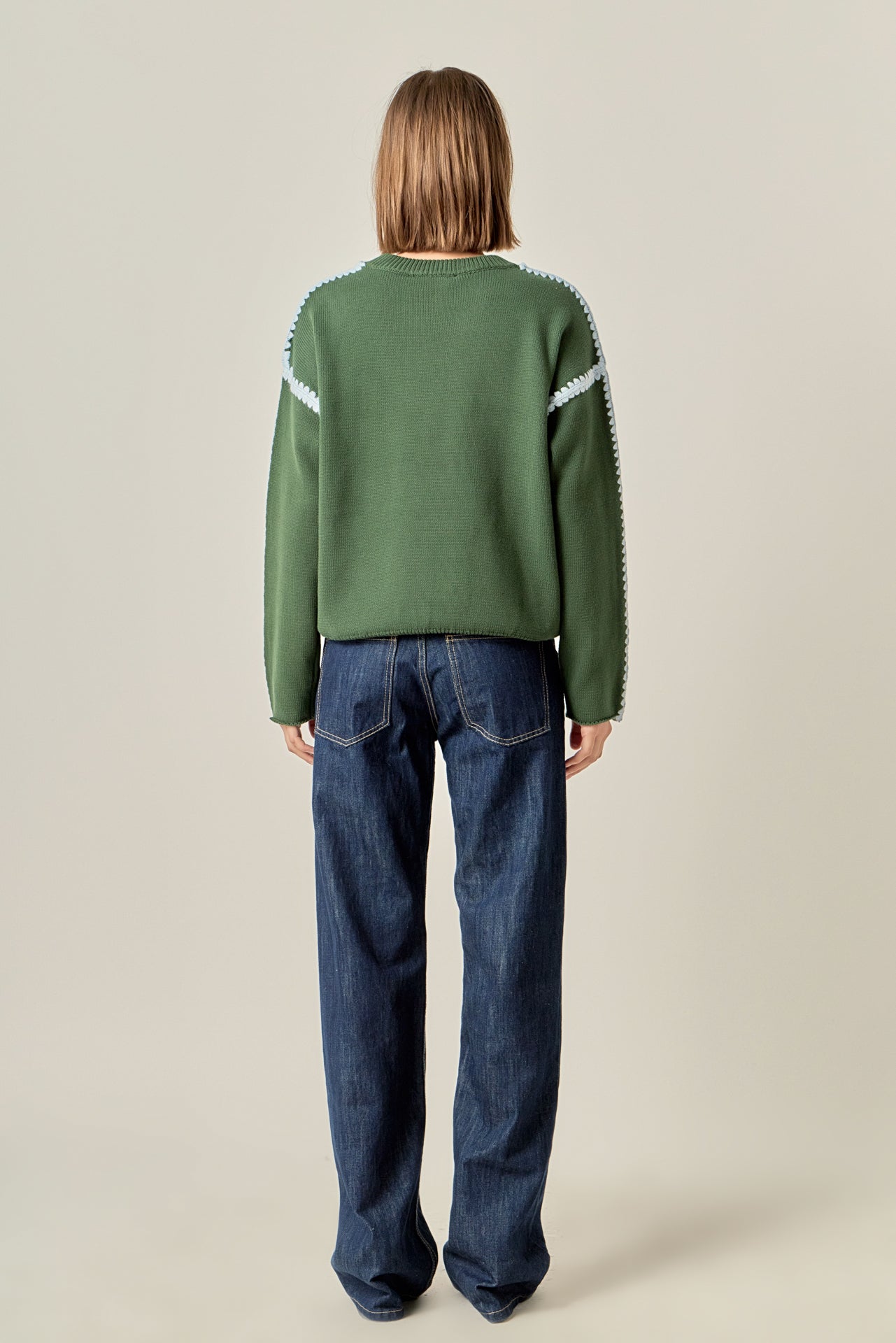 Stitch Detailed Crew Neck Knit