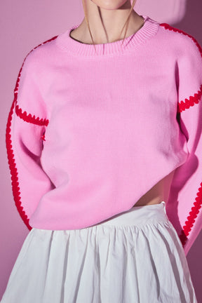 Stitch Detailed Crew Neck Knit