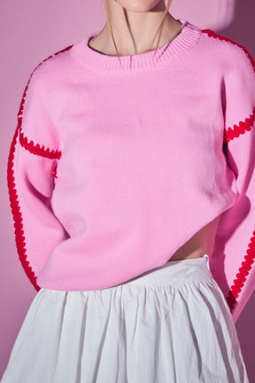 ENGLISH FACTORY - English Factory - Joan Stitch Detailed Crew Neck Knit - SWEATERS & KNITS available at Objectrare