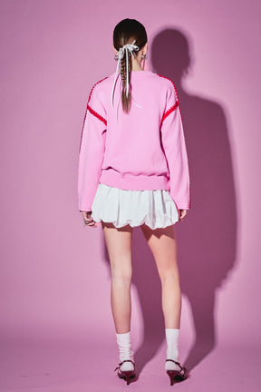 Stitch Detailed Crew Neck Knit