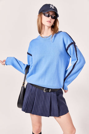 ENGLISH FACTORY - Joan Stitch Detailed Crew Neck Knit - SWEATERS & KNITS available at Objectrare