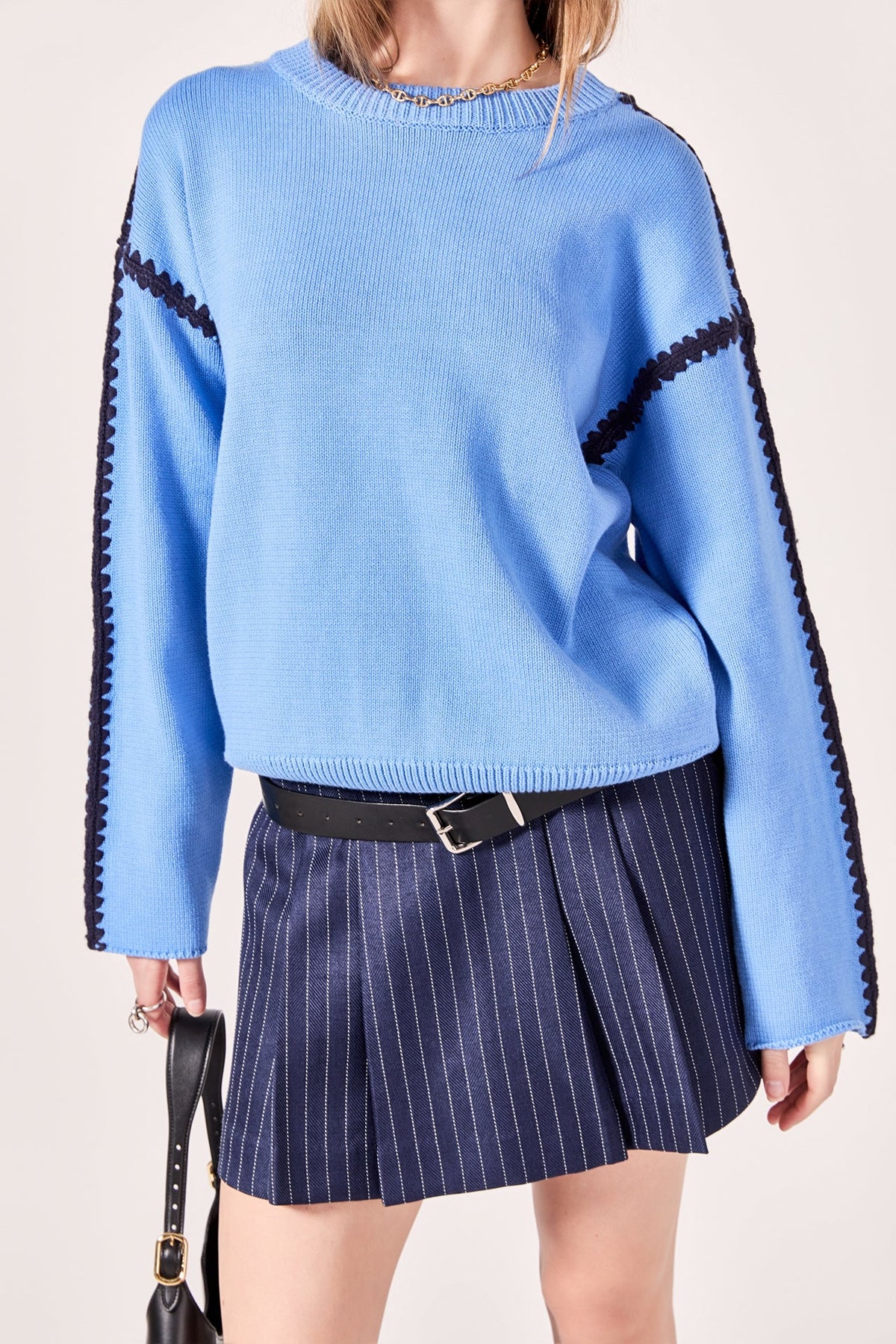 ENGLISH FACTORY - Joan Stitch Detailed Crew Neck Knit - SWEATERS & KNITS available at Objectrare