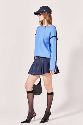 ENGLISH FACTORY - Joan Stitch Detailed Crew Neck Knit - SWEATERS & KNITS available at Objectrare