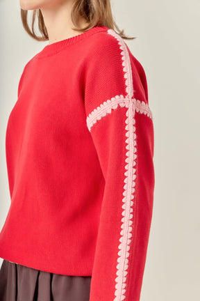 ENGLISH FACTORY - Stitch Detailed Crew Neck Knit - SWEATERS & KNITS available at Objectrare