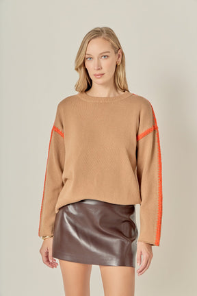 ENGLISH FACTORY - Stitch Detailed Crew Neck Knit - SWEATERS & KNITS available at Objectrare